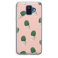 Cactusprint roze: Samsung Galaxy A6 (2018) Transparant Hoesje