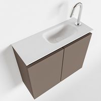 Toiletmeubel Mondiaz Ture | 60 cm | Meubelkleur Smoke | Eden wastafel Talc Rechts | 1 kraangat