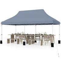 Uitschuifbare Tent 300 x 600 cm Waterdichte Opvouwbare Partytent met Draagtas Zonwering Stevig Buitenprieel voor Strand Bruiloft Grijs