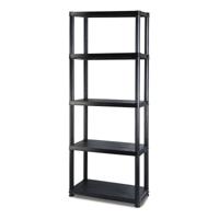 Marbueno - Rek 5 Planken - Kunststof Zwart 61x31x171 cm Tuin 10538