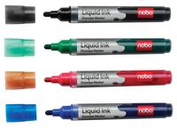 Nobo Witbordstift Geassorteerde kleuren: zwart, groen, rood en blauw, blister van 4 stuks - thumbnail