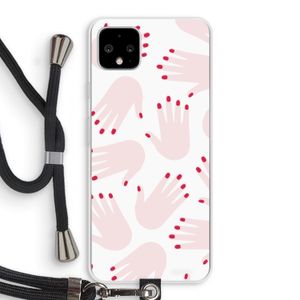 Hands pink: Pixel 4 XL Transparant Hoesje met koord