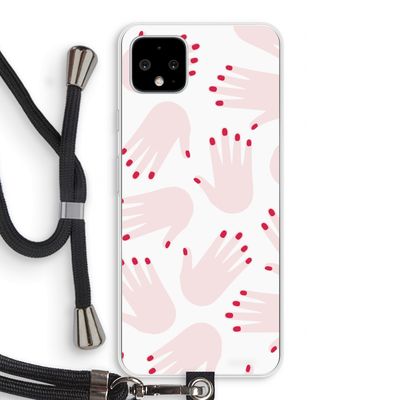 Hands pink: Pixel 4 XL Transparant Hoesje met koord
