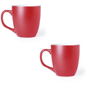 2x Drinkbekers/mokken rood 440 ml