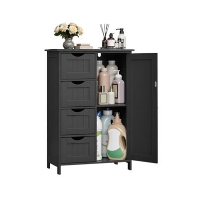 Badkamermeubel met 4 lades en 1 kast met verstelbare plank, inktzwart
