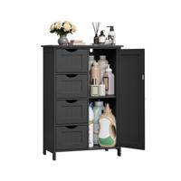 Badkamermeubel met 4 lades en 1 kast met verstelbare plank, inktzwart