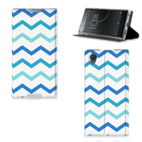 Sony Xperia L1 Hoesje met Magneet Zigzag Blauw - thumbnail