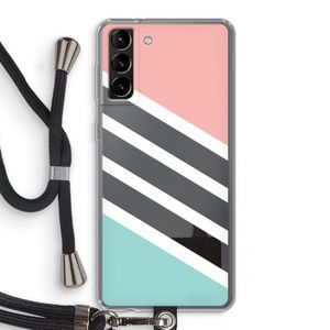Strepen pastel: Samsung Galaxy S21 Plus Transparant Hoesje met koord