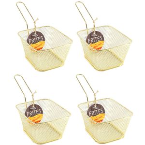 4x stuks gouden patat/snack serveermandjes/frietmandjes 14 cm