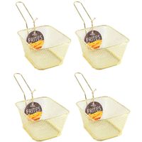 4x stuks gouden patat/snack serveermandjes/frietmandjes 14 cm