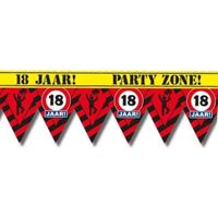 18 jaar party tape/markeerlint waarschuwing 12 m versiering - thumbnail
