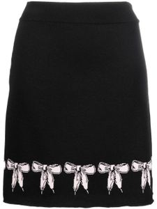 Boutique Moschino jupe en maille intarsia à détail de nœud - Noir
