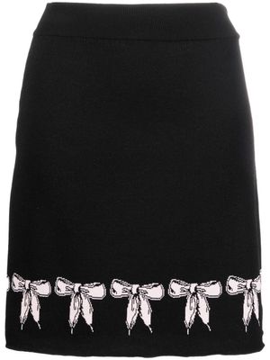 Boutique Moschino jupe en maille intarsia à détail de nœud - Noir