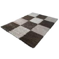 Hoogpolige vloerkleed shaggy plus 910 beige-bruin blokken patroon -120 x 170 cm Hoogpolige vloerkleed shaggy plus 910 beige-bruin blokken patroon -120 x 170 cm