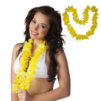 Hawaii krans - 4x - geel - stof - hawaikransen - 1 meter - tropisch - hawaii slinger