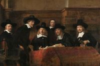 Rembrandt van Rijn - De Staalmeesters  90x60cm, Rijksmuseum, premium print, print op canvas, oude meester