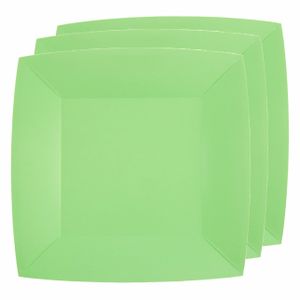 30x Stuks feest ontbijt/gebak bordjes papier/karton vierkant - mint groen - 18cm