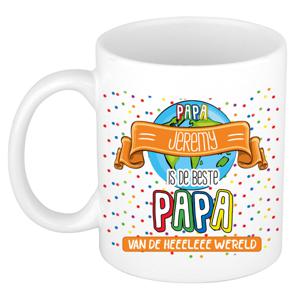 Naam mok papa Jeremy - wit - de beste - keramiek - 300 ml - Vaderdag/verjaardag