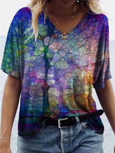 Short Sleeve V Neck Printed Casual T-shirt