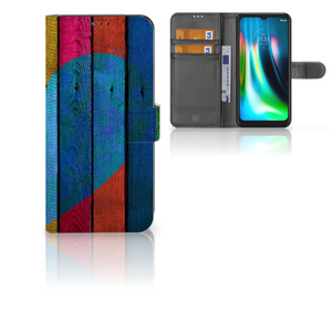 Motorola Moto G9 Play | E7 Plus Book Style Case Wood Heart - Cadeau voor je Vriend