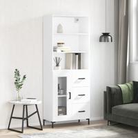 Hoge kast 69,5x34x180 cm bewerkt hout wit