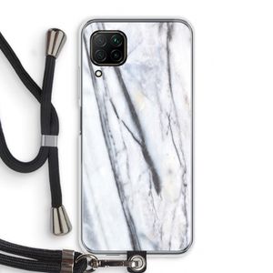 Gestreepte marmer: Huawei P40 Lite Transparant Hoesje met koord