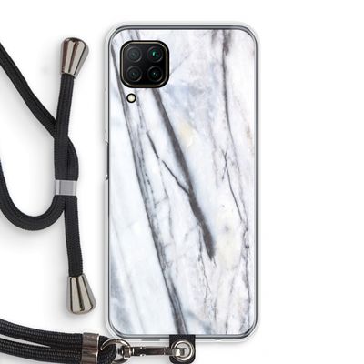 Gestreepte marmer: Huawei P40 Lite Transparant Hoesje met koord