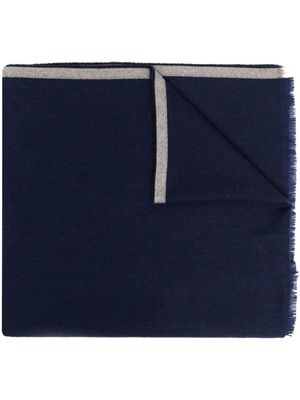Brunello Cucinelli écharpe en laine à franges - Bleu