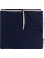 Brunello Cucinelli écharpe en laine à franges - Bleu