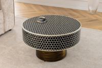 Ronde salontafel met beeninleg HARMONY NATURE 60 cm zwart witgouden inlegwerk - 45206
