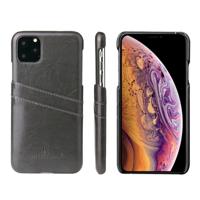 Fierre Shann retro olie Wax textuur PU lederen draagtas met kaartsleuven voor iPhone 11 (zwart)