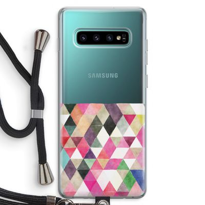 Gekleurde driehoekjes: Samsung Galaxy S10 Plus Transparant Hoesje met koord