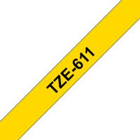 Brother TZe-611 Labeltape Kunststof Tapekleur: Geel Tekstkleur: Zwart 6 mm 8 m
