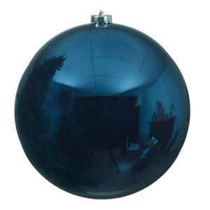 Decoris Kerstbal - 5x - donkerblauw - groot - 14 cm - kunststof - glans