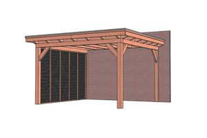 Aanbouwveranda Lucca 435x390 cm - Plat dak - Combinatie 1- - Onbehandeld lariks Douglas hout- Trendhout