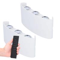 2x Tulsa LED Wandlamp - Dimbaar - Wit - 6 Watt 280 lumen - 3000K warm wit - IP54 waterdicht - Up & Down light - Incl. dimmer met afstandsbediening