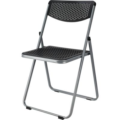 Klapstoel voor buiten/binnen - zwart - 48 x 82 cm - stevig kunststof - Bijzet stoelen - Vouwstoelen