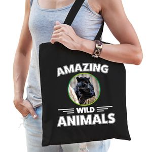 Tasje zwarte panters amazing wild animals / dieren zwart voor volwassenen en kinderen   -