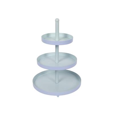 Etagere 3-laags blauw-munt Ø25xH35cm