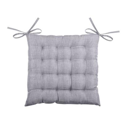 Stof Textile stoelkussen BEA - grijs - 40 x 40 x 4 cm - touwtjes sluiting - binnen/buiten