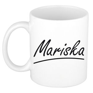 Naam cadeau mok / beker Mariska met sierlijke letters 300 ml