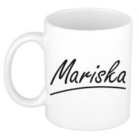 Naam cadeau mok / beker Mariska met sierlijke letters 300 ml   -