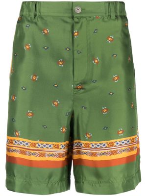 Nick Fouquet short en soie à imprimé graphique - Vert