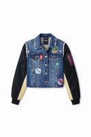 Hybride denim bomberjack - BLUE - XS - thumbnail