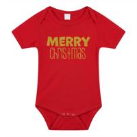 Kerst baby rompertje - rood - glitter goud - Merry Christmas - Kerst cadeau Kerst baby rompertje - rood - glitter goud - Merry Christmas - Kerst cadeau