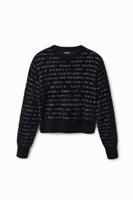 Oversized trui met Manifesto - BLACK - XL - thumbnail