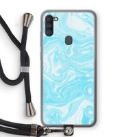 Waterverf blauw: Samsung Galaxy A11 Transparant Hoesje met koord