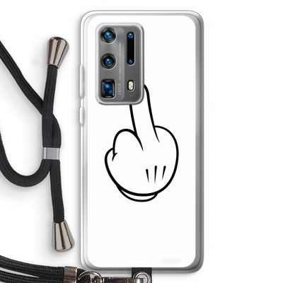 Middle finger white: Huawei P40 Pro Plus Transparant Hoesje met koord