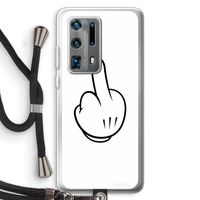 Middle finger white: Huawei P40 Pro Plus Transparant Hoesje met koord