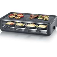 Raclettegrill - SEVERIN - RG2365 - 8 personen - Keramische kookplaat 48 x 24 cm - Raclettegrill 1300 W - Zwart